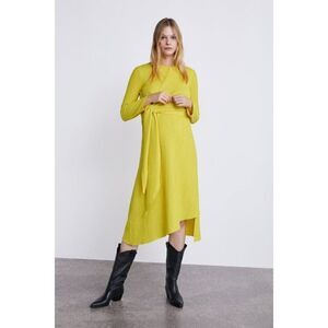 ZARA | Knotted Rustic Midi Dress in Yellow
